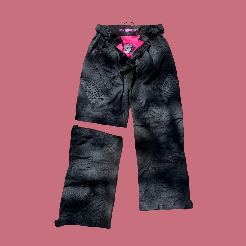 Women’s black/pink O’Neal MX Apolcolypse racing riding pants/shorts